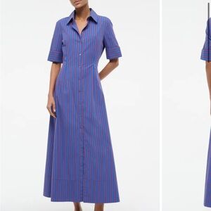 STAUD Joan Stripe Maxi Shirtdress atlas stripe SIZE 4